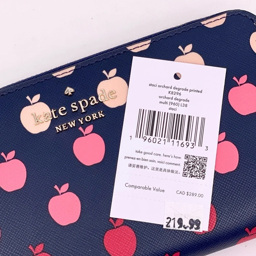 Kate Spade Perfect Orchard Apple Large Zip Continental Wallet